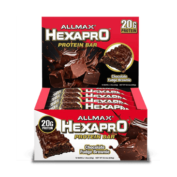 Allmax Nutrition Hexapro Protein Bars Fudge Brown Box