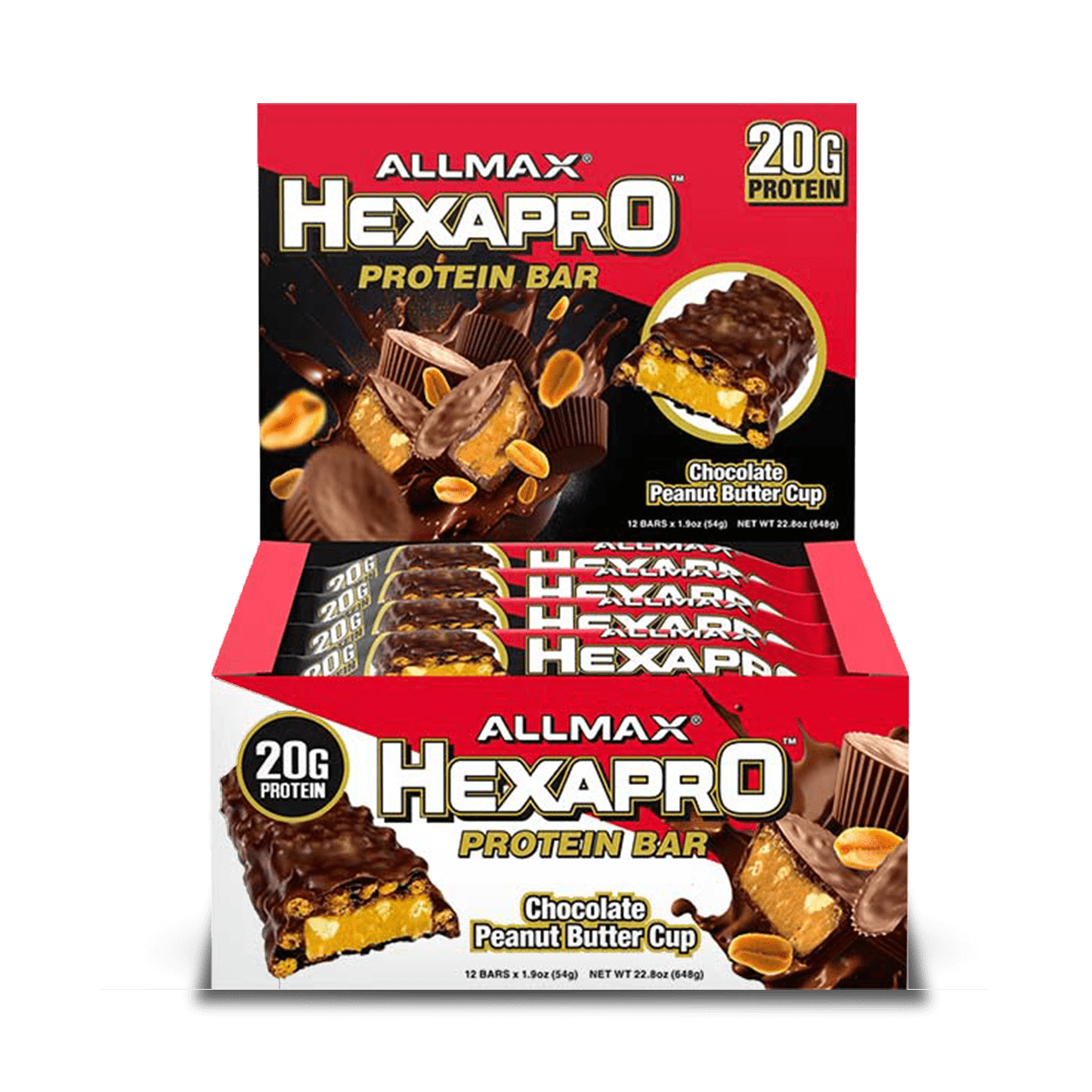 Allmax Nutrition Hexapro Protein Bars Chocolate PB Cup Box