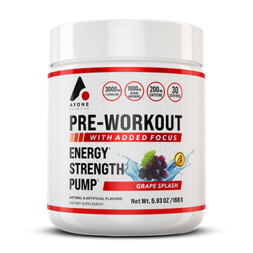 Ayone nutrition Pre workout front of bottle