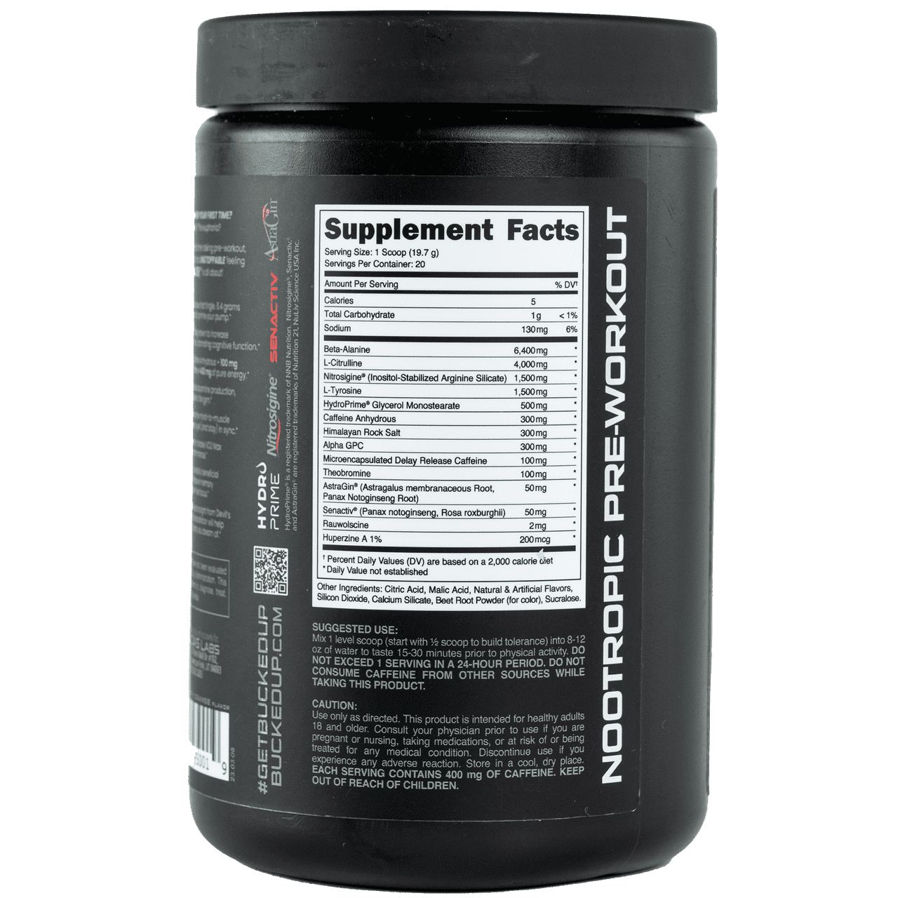 Das Labs Mother Bucker Supplement Facts in the bottle