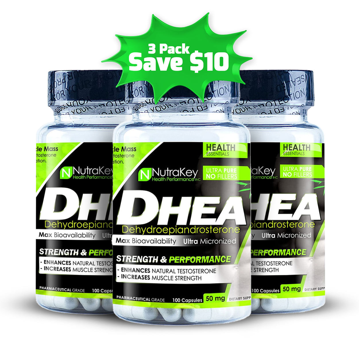 NutraKey DHEA 50mg Three Bottle