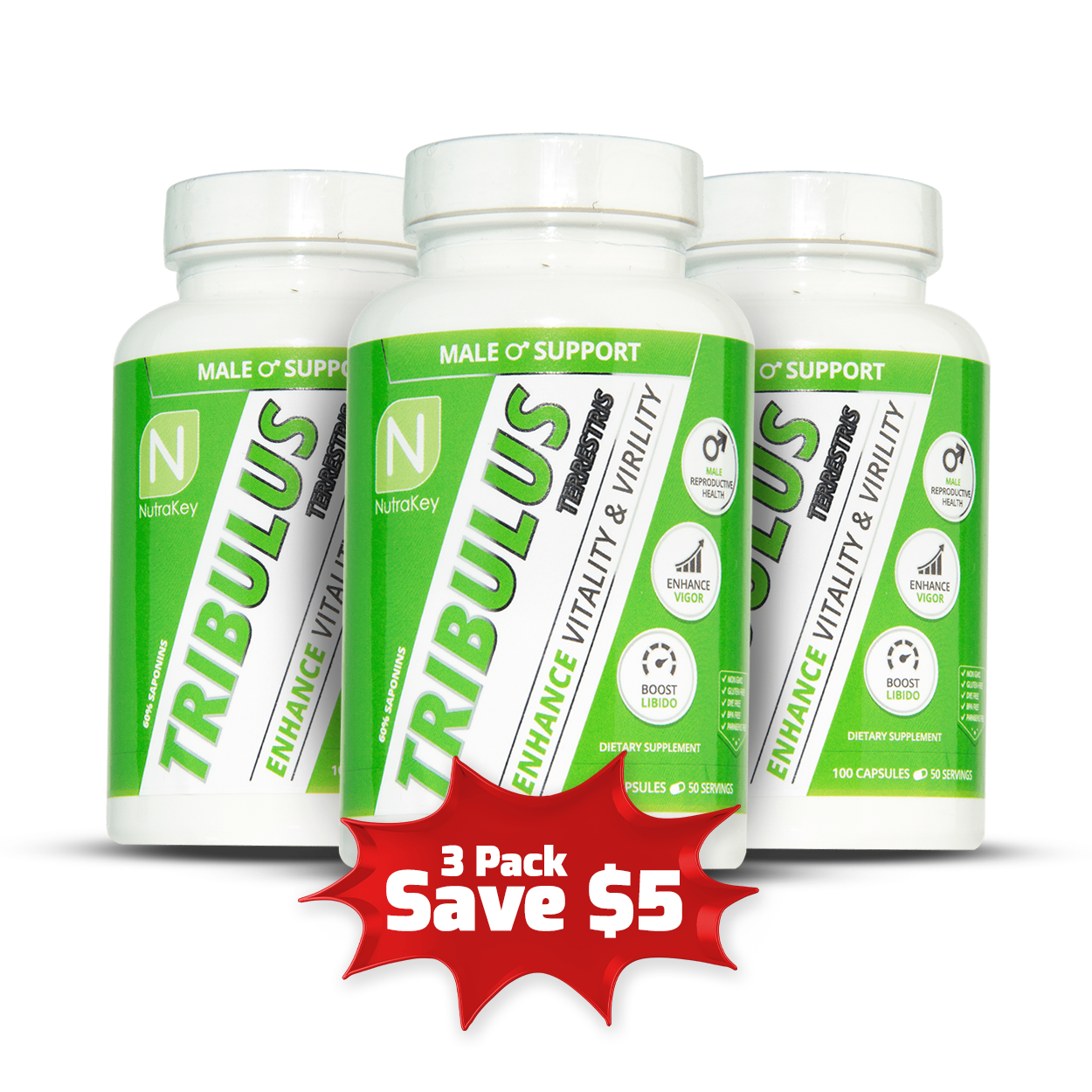 NutraKey Tribulus 3 Bottles