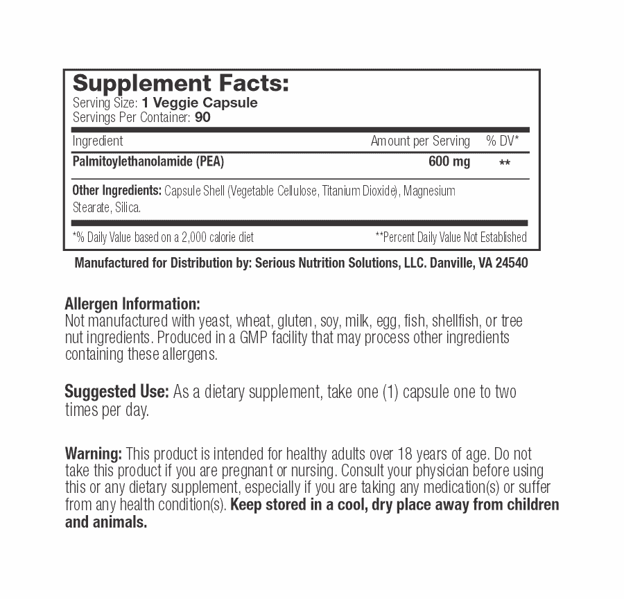 SNS PEA Relief Suggested Use