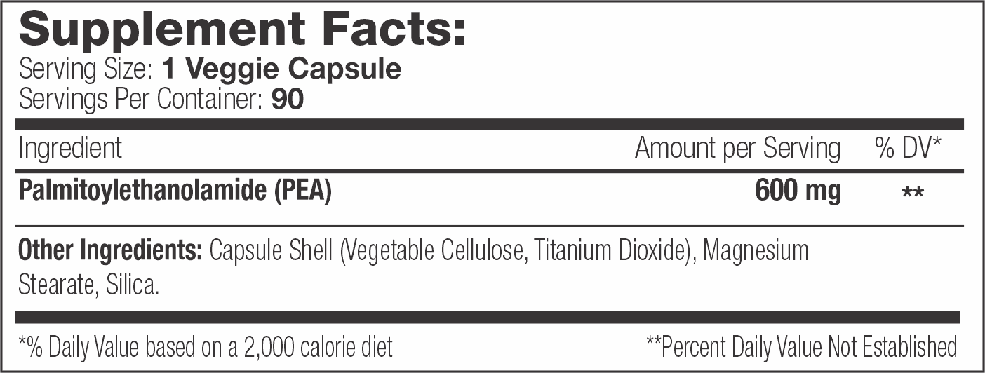 SNS PEA Relief supplement facts