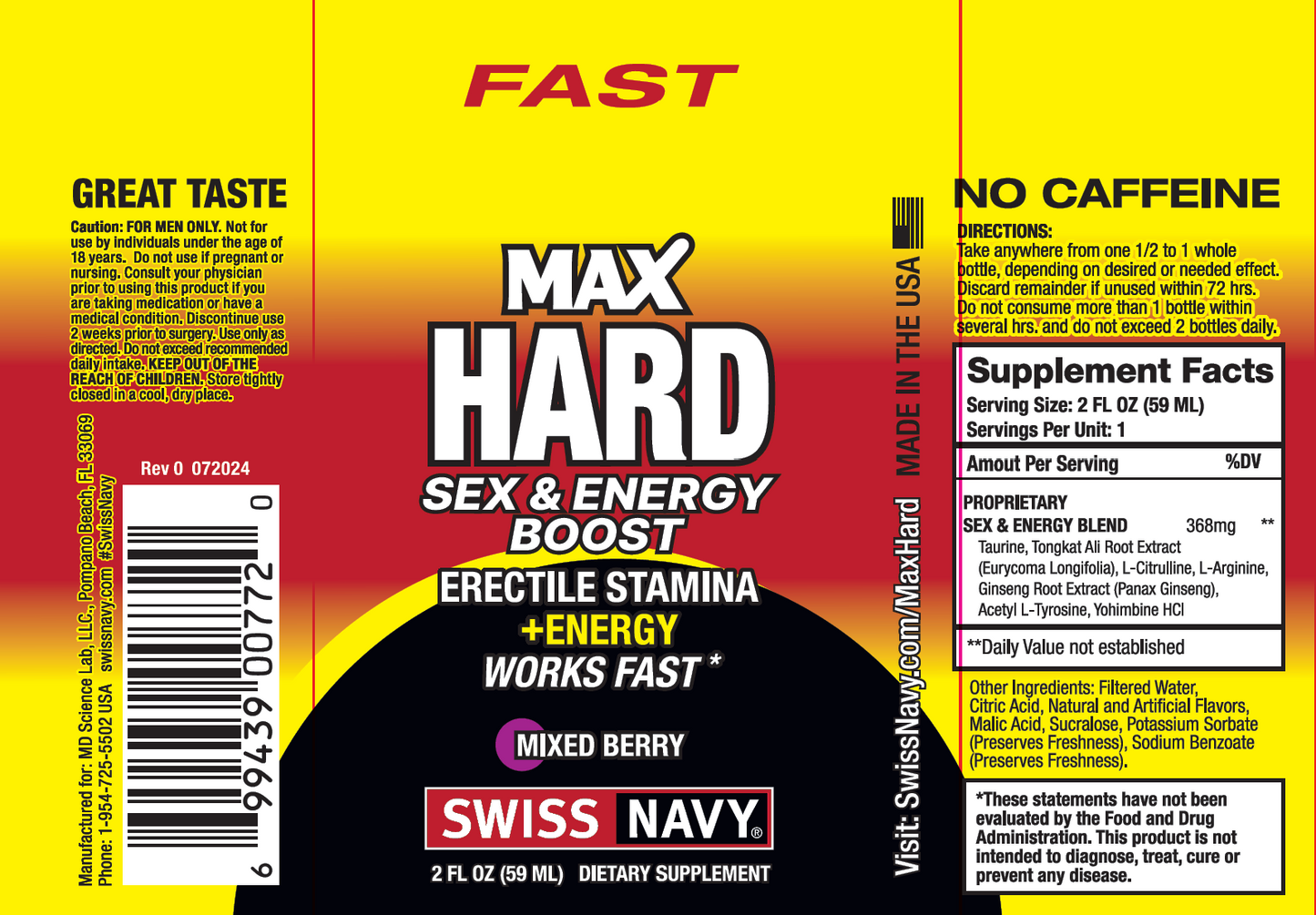 Swiss Navy Max Hard Sex & Energy Boost