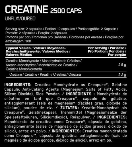 Optimum Nutrition Creatine 2500 Caps A1 Supplements